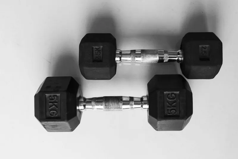 Pair of black hex dumbbells